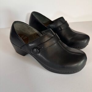 Dansko Kimberly Black Leather Mary Jane Clogs Mules Size 38 (US 7.5-8)